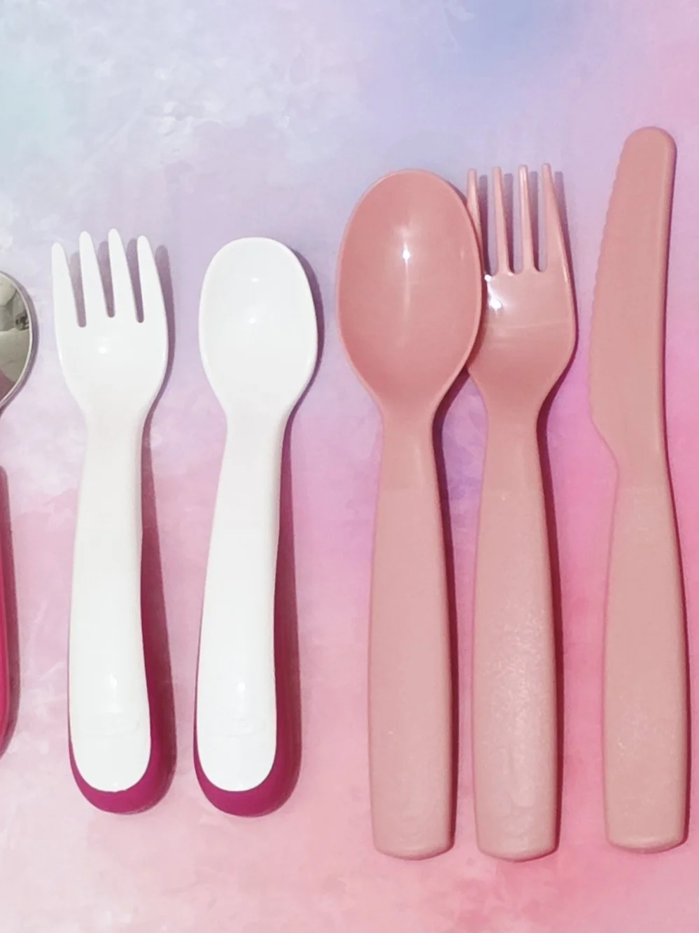Toddler, Little Girl, Cutlery Utensil Dinnerware Sets (Minnie Mouse, Pink, Blue)